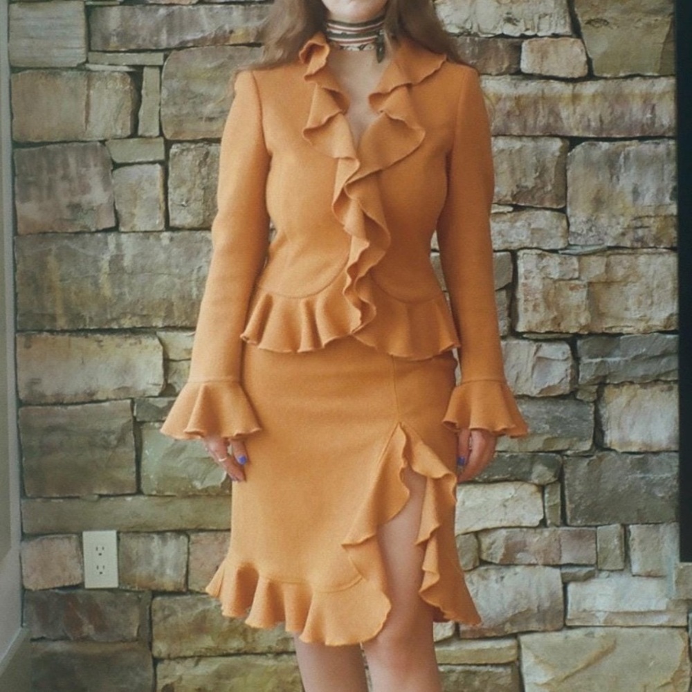 Moschino Cheap and Chic Orange Skirt Suit Set